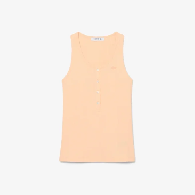 Camiseta sin mangas de algodón acanalado de corte ajustado