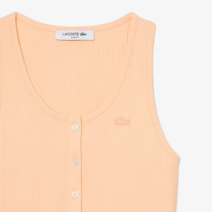 Camiseta sin mangas de algodón acanalado de corte ajustado