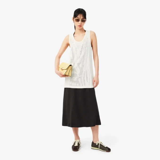 Camiseta sin mangas de croché de malla