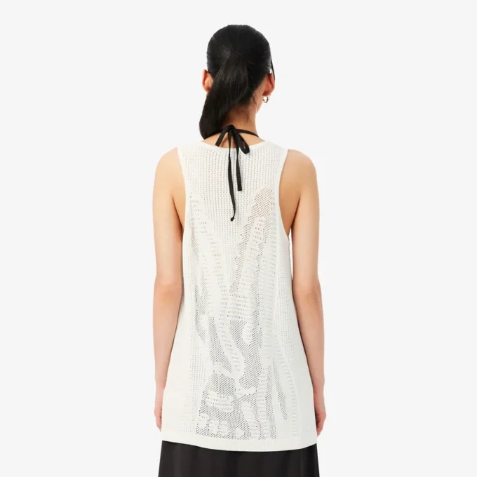 Camiseta sin mangas de croché de malla