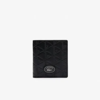 Cartera compacta de cuero con monograma
