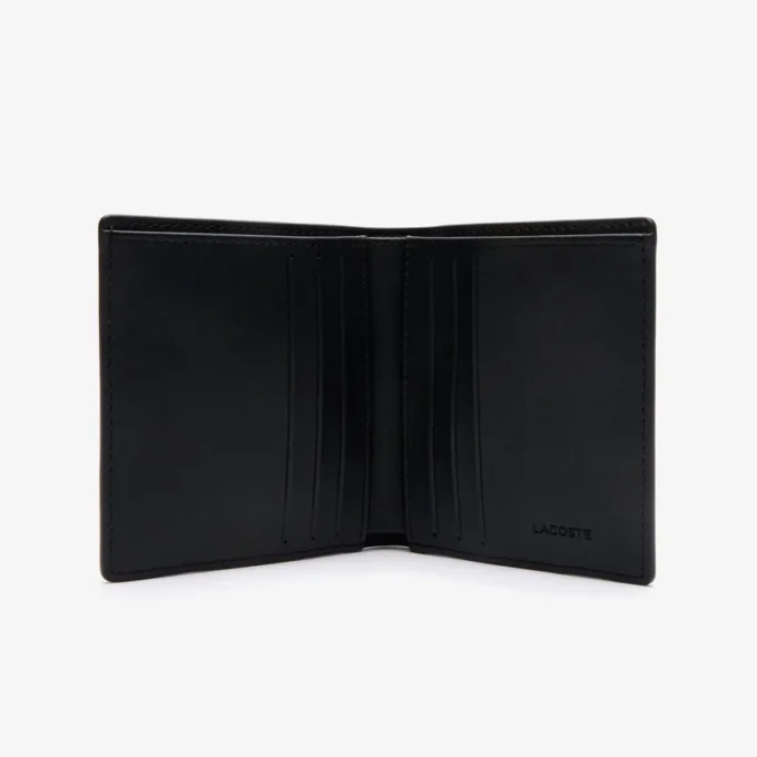 Cartera compacta de cuero con monograma