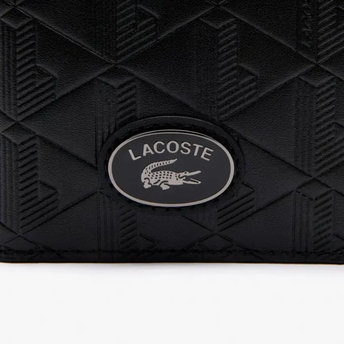 Cartera compacta de cuero con monograma