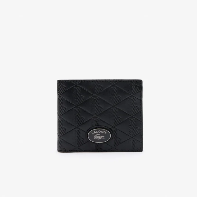 Cartera de cuero con monograma mediana