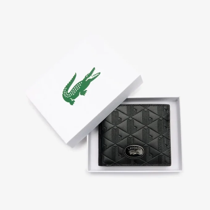 Cartera de cuero con monograma mediana