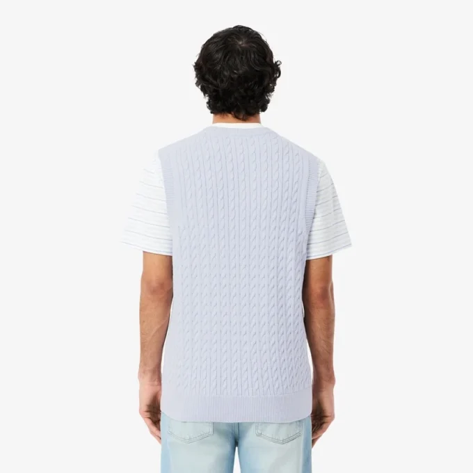 Chaleco de punto trenzado de algodón para hombre