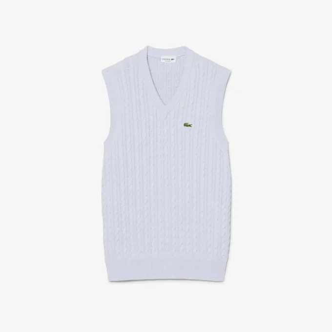 Chaleco de punto trenzado de algodón para hombre