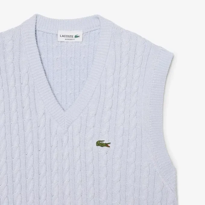 Chaleco de punto trenzado de algodón para hombre