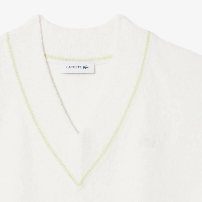 Chaleco sin mangas de punto de mezcla de algodón con cuello en V