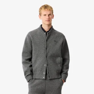 Chaqueta bomber de jersey de lana merina para hombre