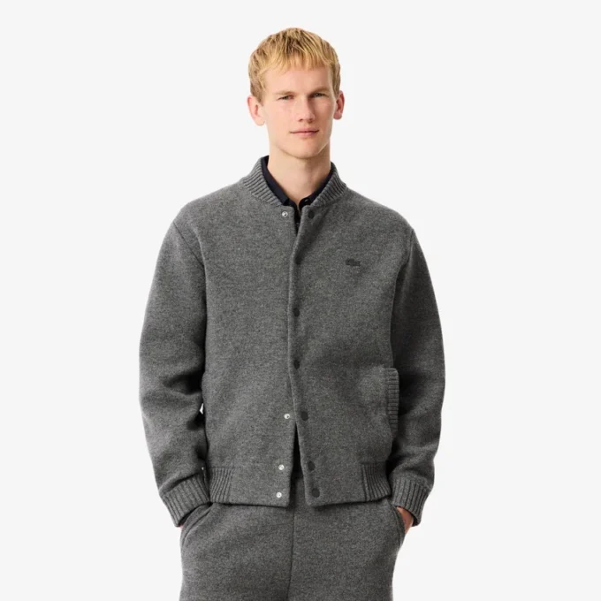 Chaqueta bomber de jersey de lana merina para hombre