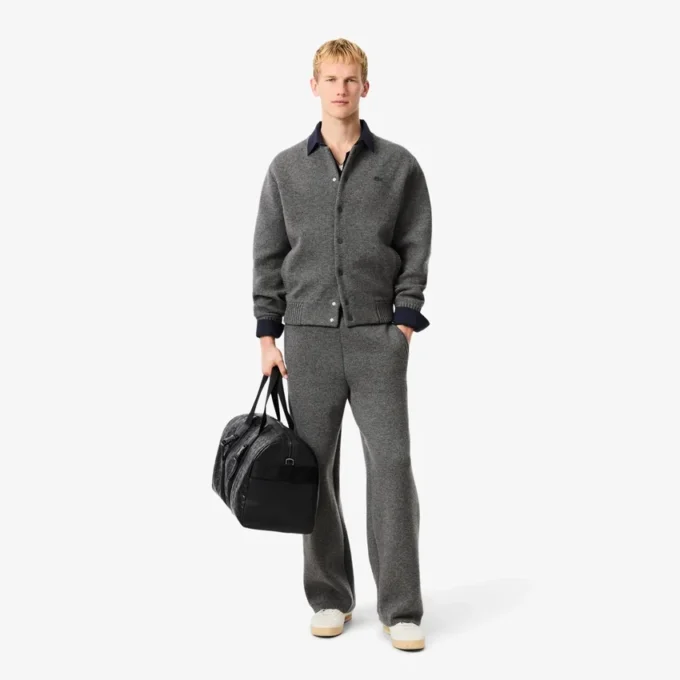 Chaqueta bomber de jersey de lana merina para hombre