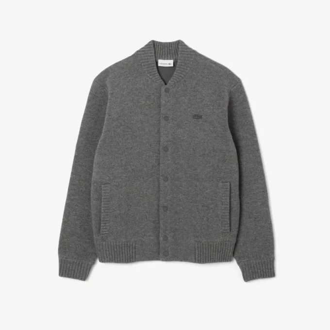 Chaqueta bomber de jersey de lana merina para hombre