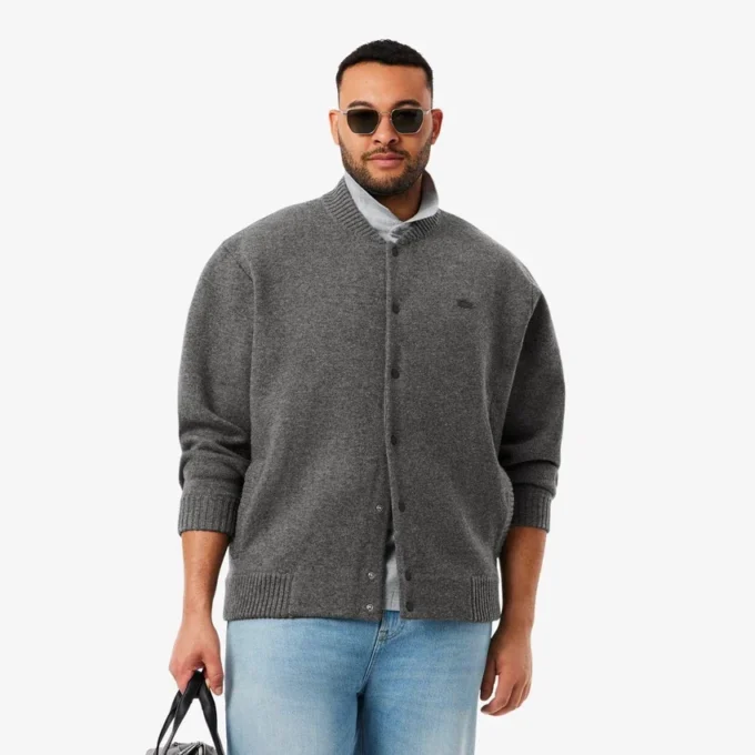 Chaqueta bomber de jersey de lana merina para hombre