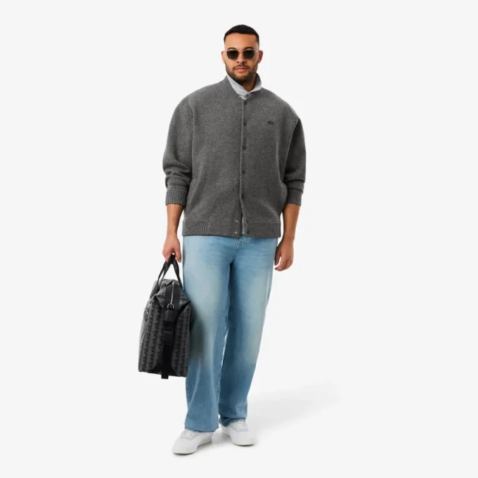 Chaqueta bomber de jersey de lana merina para hombre