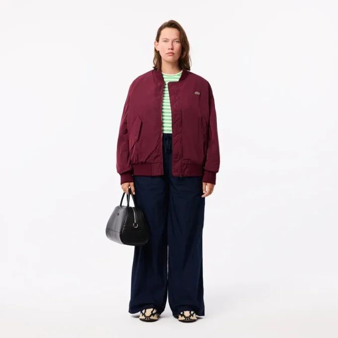 Chaqueta bomber oversize con puños acanalados para mujer