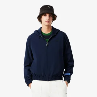 Chaqueta con capucha de franela de mezcla de lana para hombre