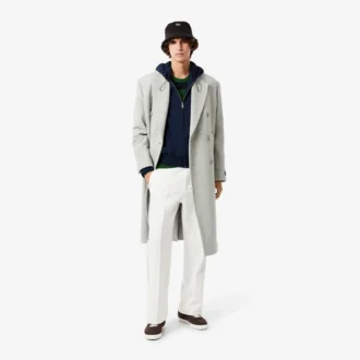 Chaqueta con capucha de franela de mezcla de lana para hombre