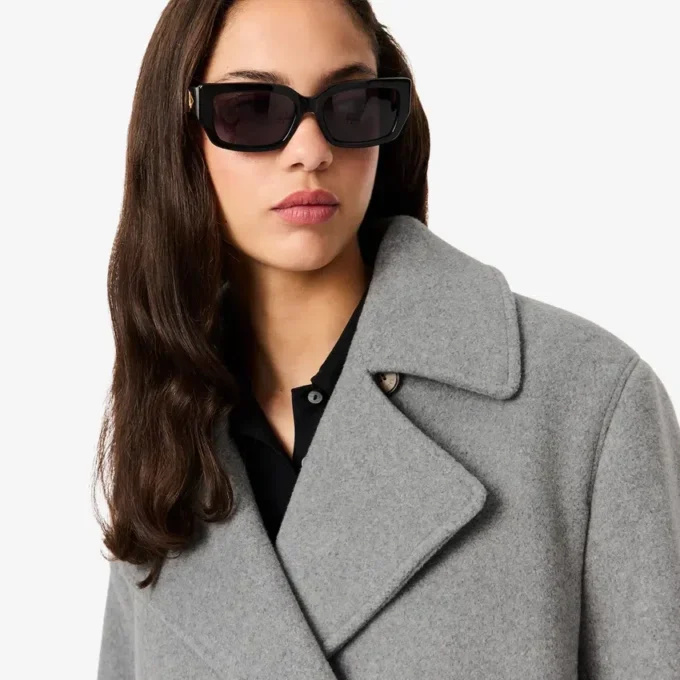 Chaqueta corta oversize de mezcla de lana para mujer