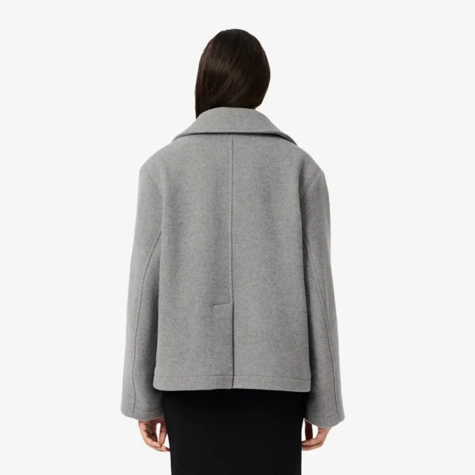 Chaqueta corta oversize de mezcla de lana para mujer