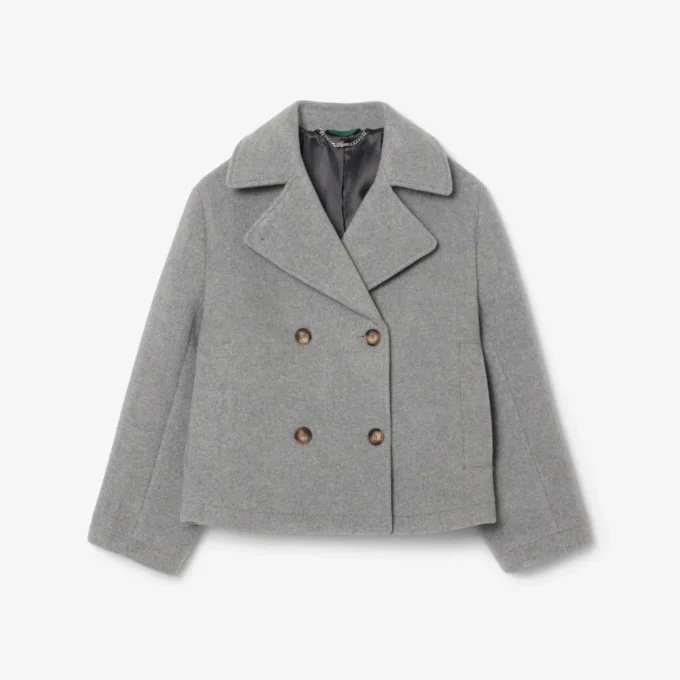 Chaqueta corta oversize de mezcla de lana para mujer