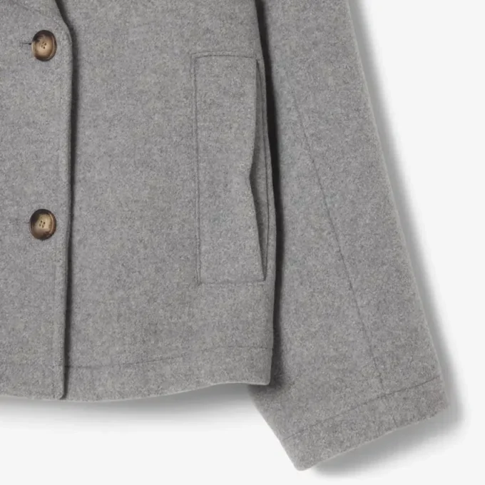 Chaqueta corta oversize de mezcla de lana para mujer