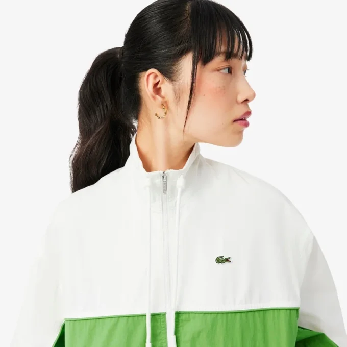 Chaqueta de sarga de algodón con cremallera y corte holgado
