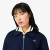 Chaqueta elástica con doble cuello para mujer