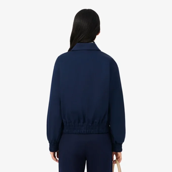 Chaqueta elástica con doble cuello para mujer