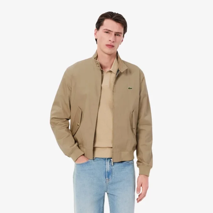 Chaqueta Harrington de sarga repelente al agua para hombre