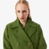 Chaqueta larga de lana con efecto slub de la pasarela