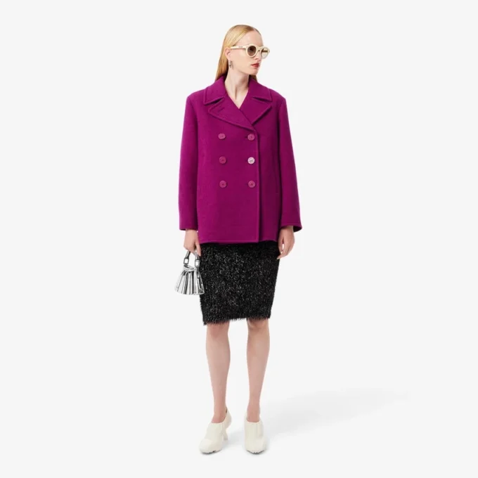 Chaqueta marinera de lana con efecto slub de la pasarela