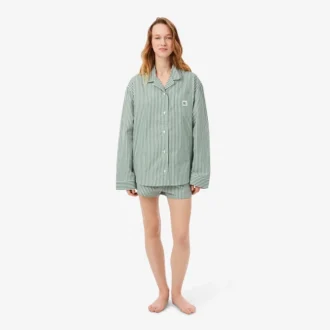Conjunto de pijama oversize de popelín a rayas