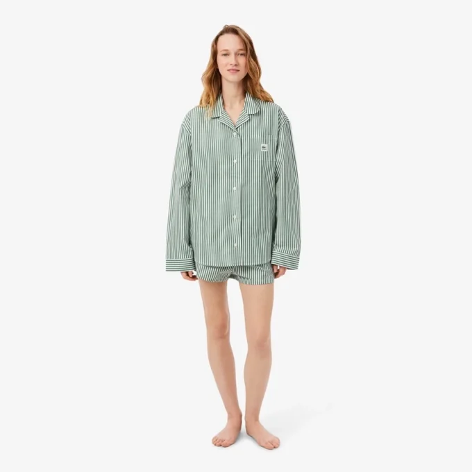 Conjunto de pijama oversize de popelín a rayas