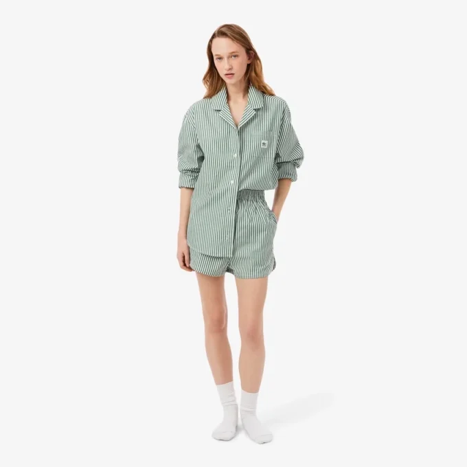 Conjunto de pijama oversize de popelín a rayas