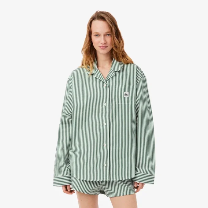 Conjunto de pijama oversize de popelín a rayas
