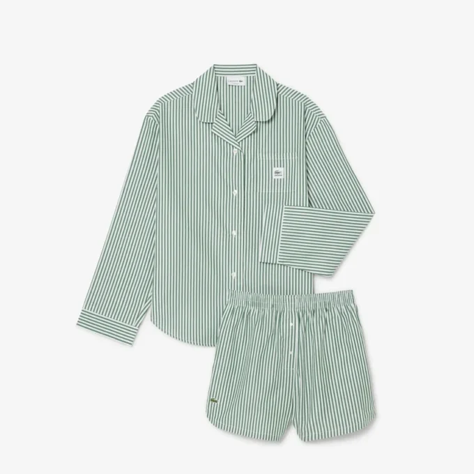 Conjunto de pijama oversize de popelín a rayas