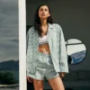 Conjunto de pijama oversize de popelín a rayas