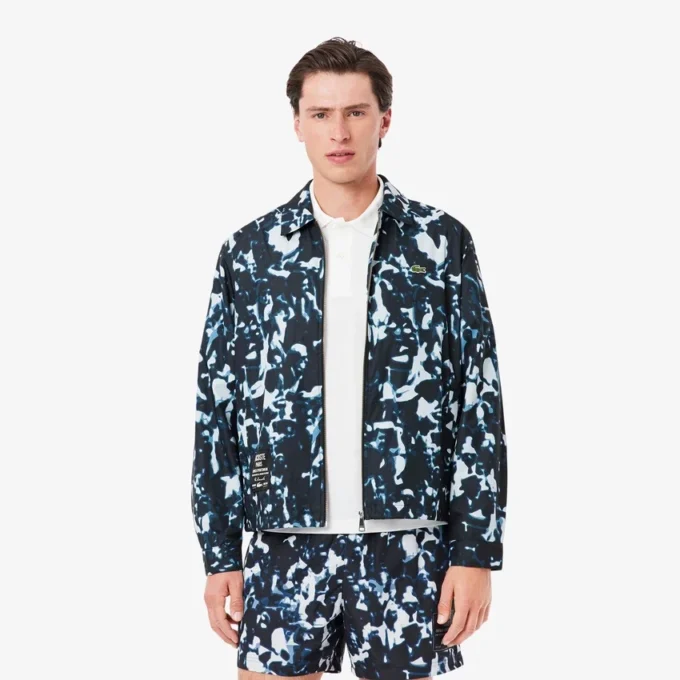 Cortavientos impermeable con estampado para hombre