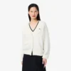 Cárdigan de algodón con cuello en V y punto Moss para mujer