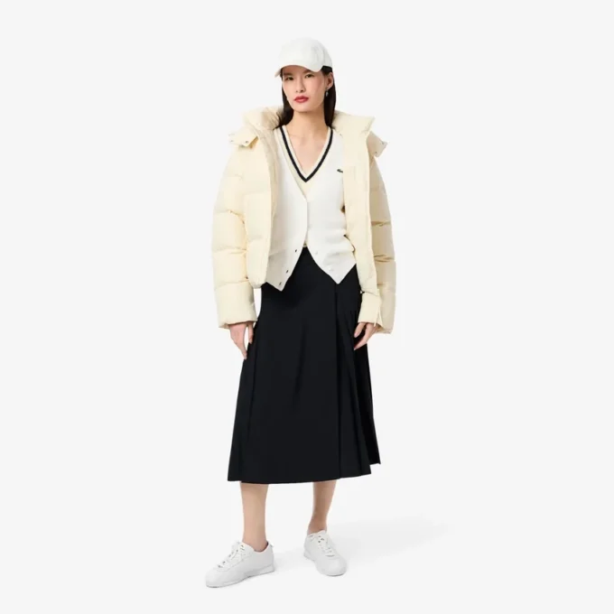 Cárdigan de algodón con cuello en V y punto Moss para mujer