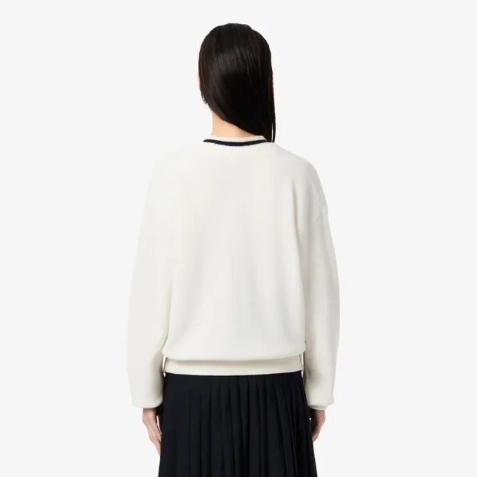 Cárdigan de algodón con cuello en V y punto Moss para mujer