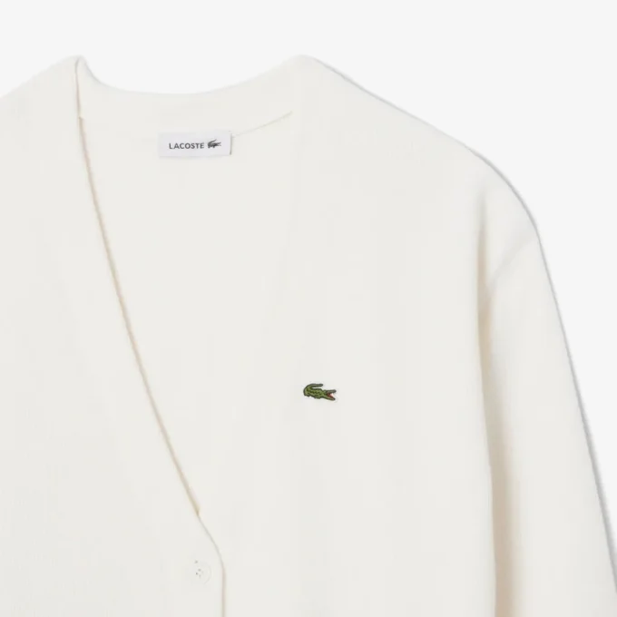 Cárdigan de algodón con cuello en V y punto Moss para mujer