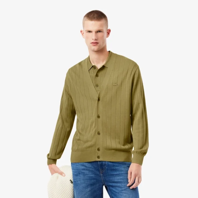 Cárdigan de punto elástico fluido para hombre