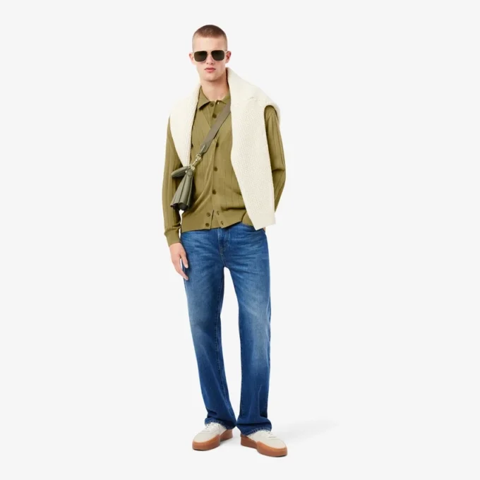 Cárdigan de punto elástico fluido para hombre