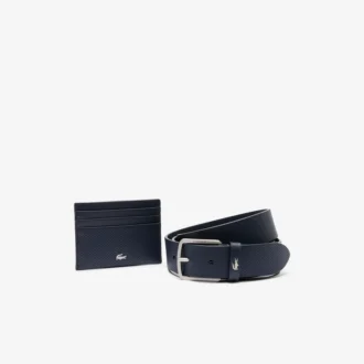 Estuche de regalo con cinturón de cuero y tarjetero