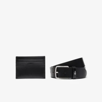 Estuche de regalo con cinturón de cuero y tarjetero