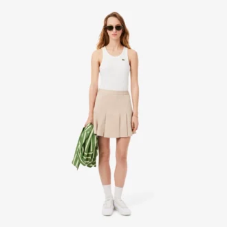 Falda corta plisada de algodón elástico para mujer