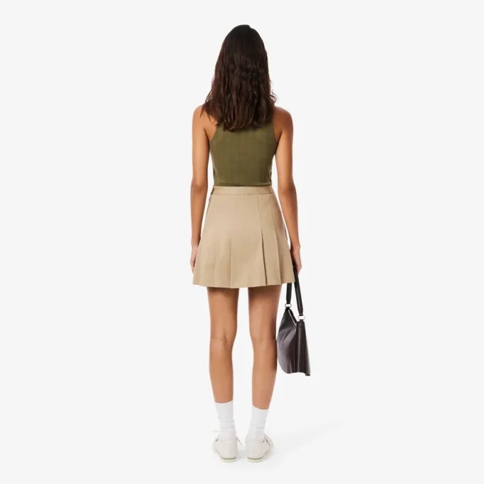 Falda corta plisada de algodón elástico para mujer