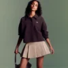 Falda corta plisada de algodón elástico para mujer